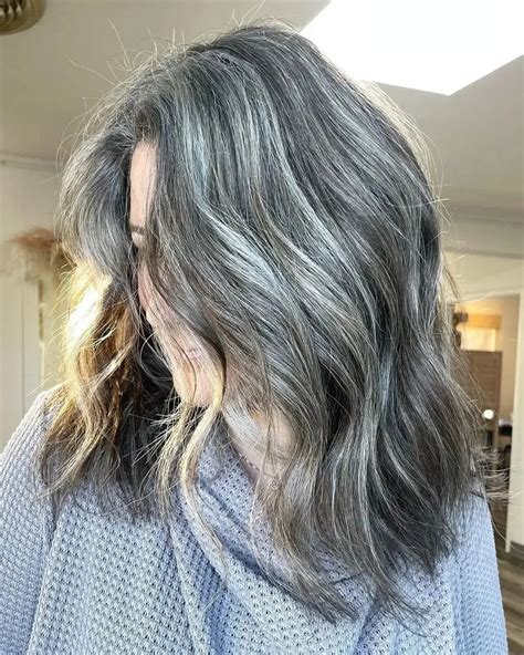 gray hair highlights and lowlights|blending gray hair with lowlights.